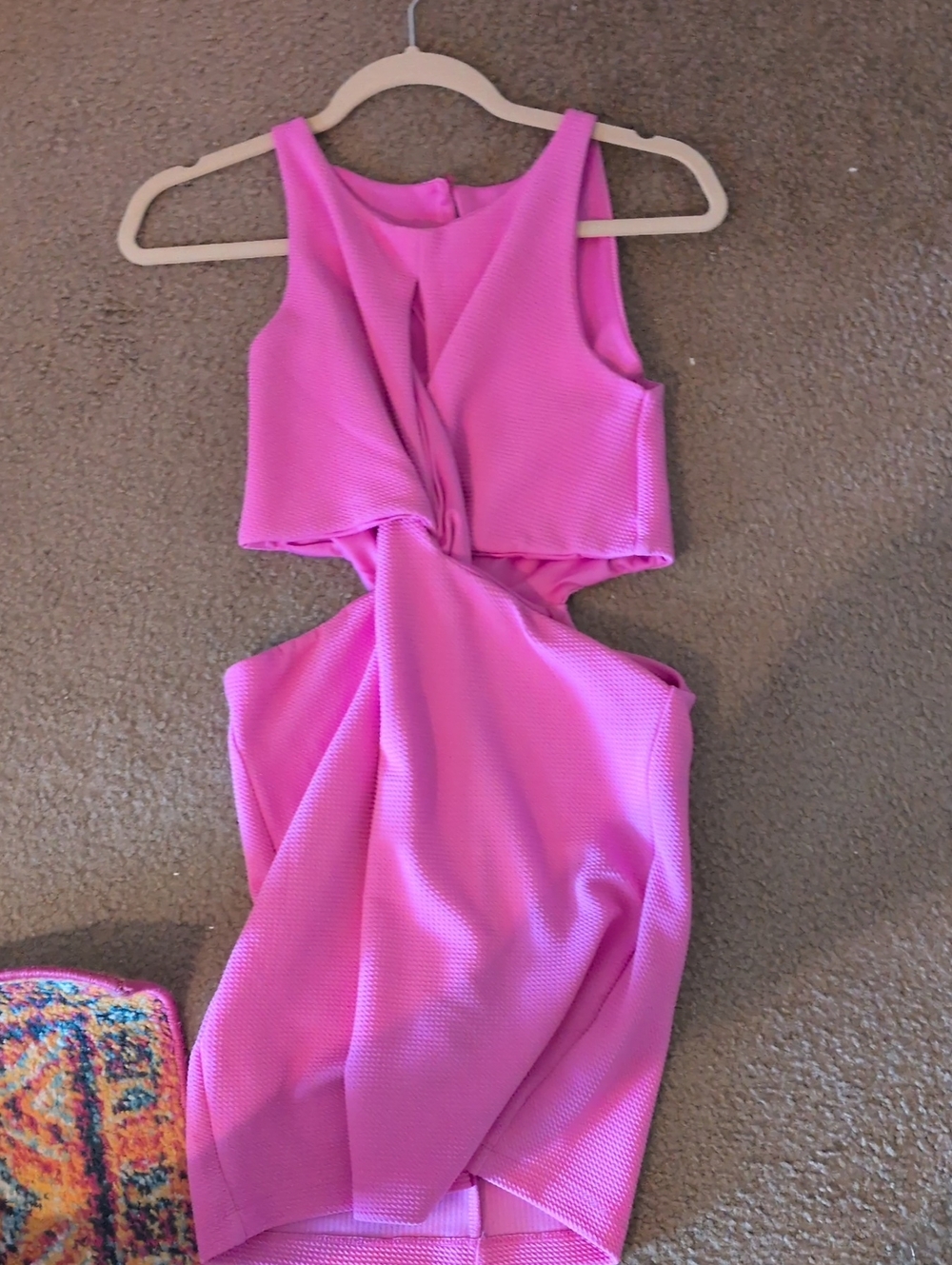 Pink Twist Cutout Midi Dress